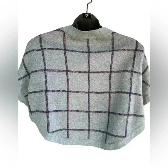 Hope & Henry women’s Cable Sweater Cape Gray Plaid sz small 100% cotton preloved - Picture 6 of 8